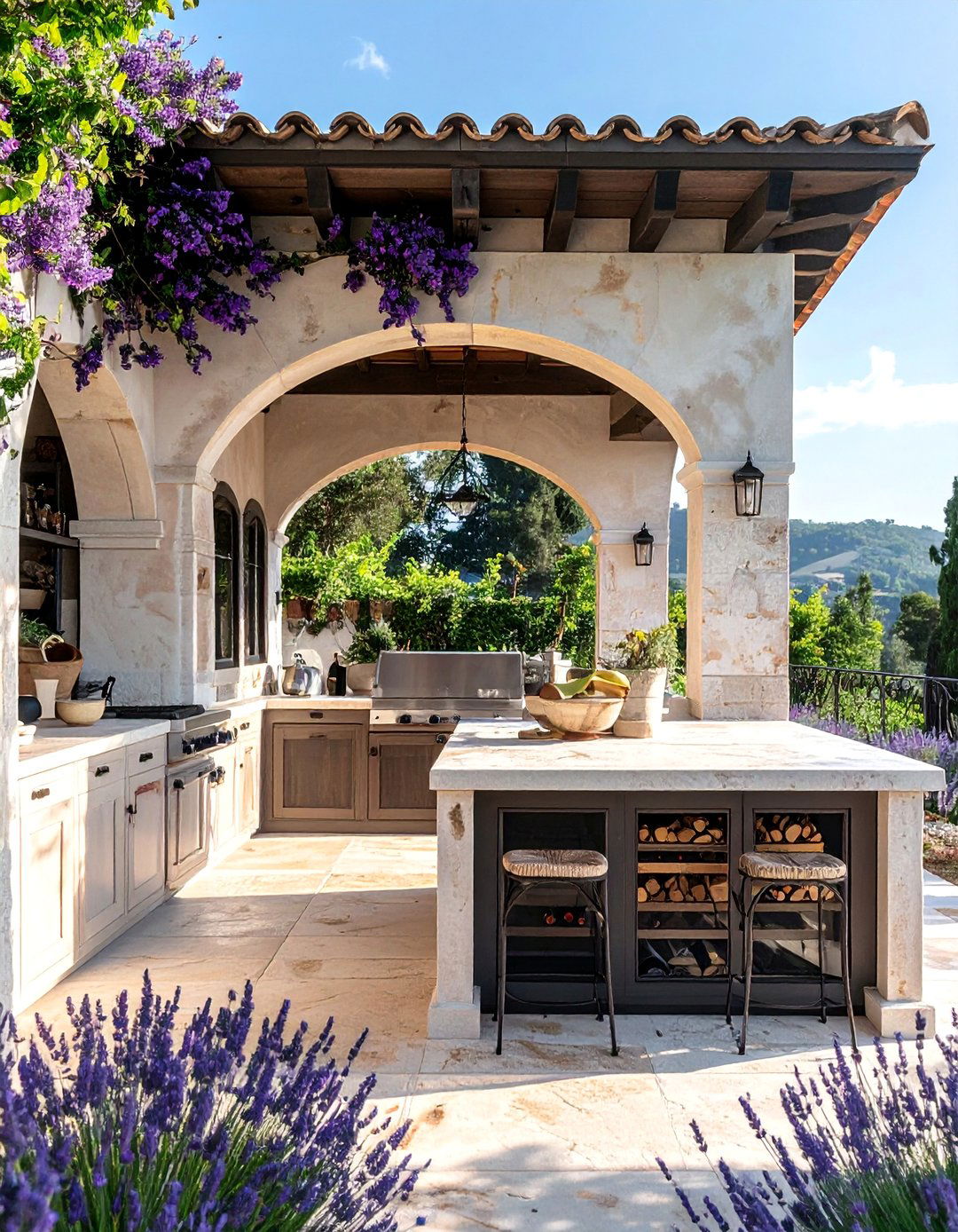 French Provincial Garden Kitchen - 20 Outdoor Kitchen with a Gazebo Ideas for Entertaining