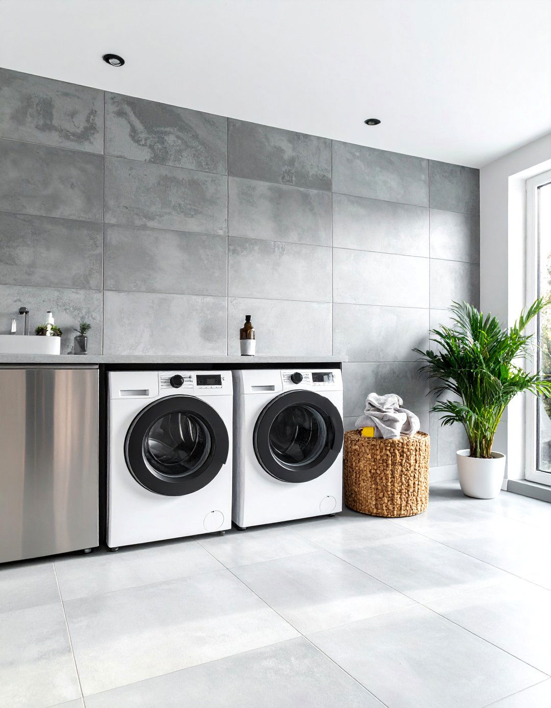 Full Wall Tiled Feature - 30 Luxury Modern Laundry Room Ideas for Stylish Homes