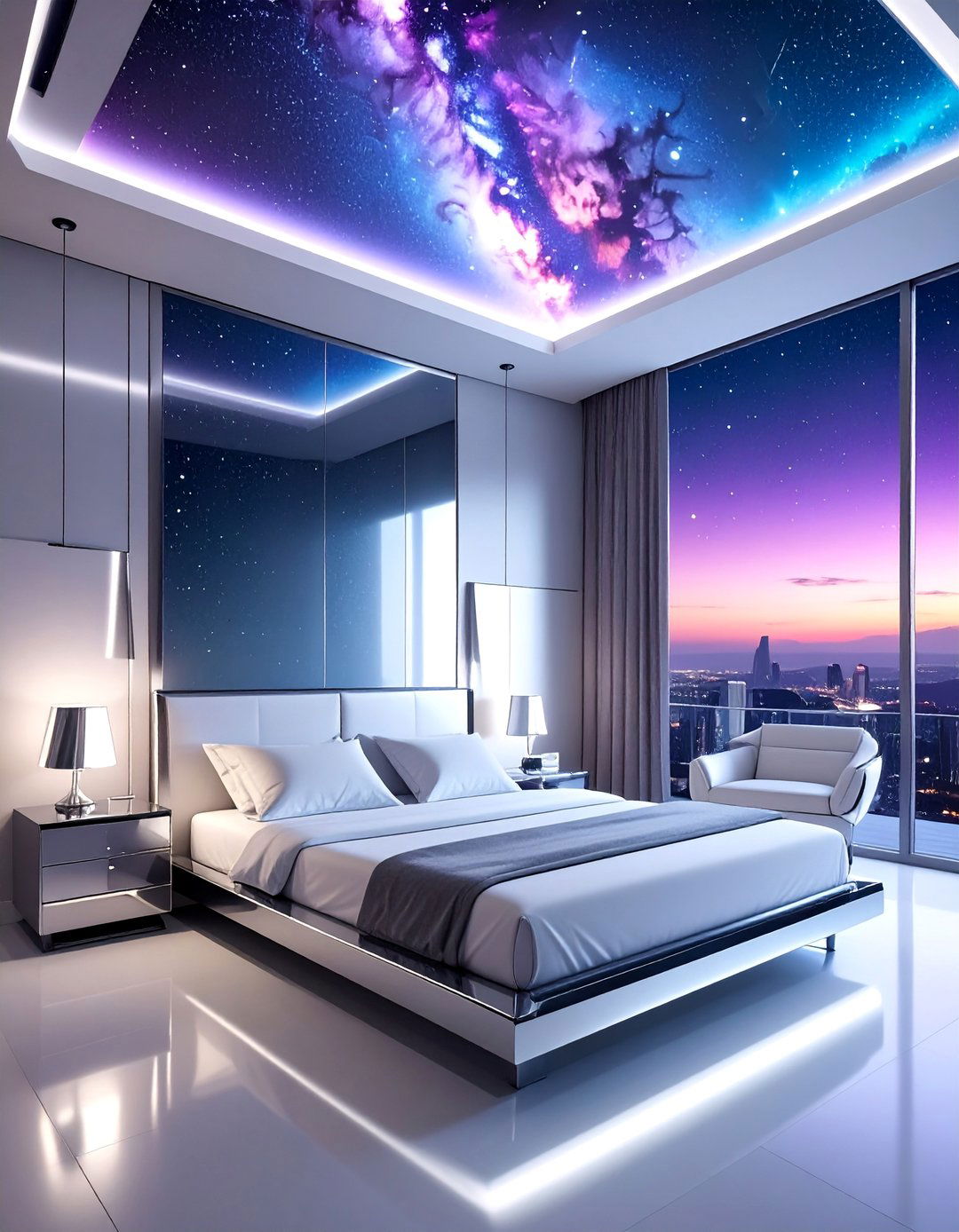 Futuristic Silver and Metallic Furniture - 20 Galaxy Space-themed Bedroom Ideas for Dreamers