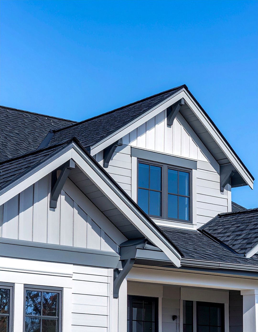 Gable Brackets on a Transitional Home Exterior - 30 Transitional Home Exterior Ideas for Modern Appeal