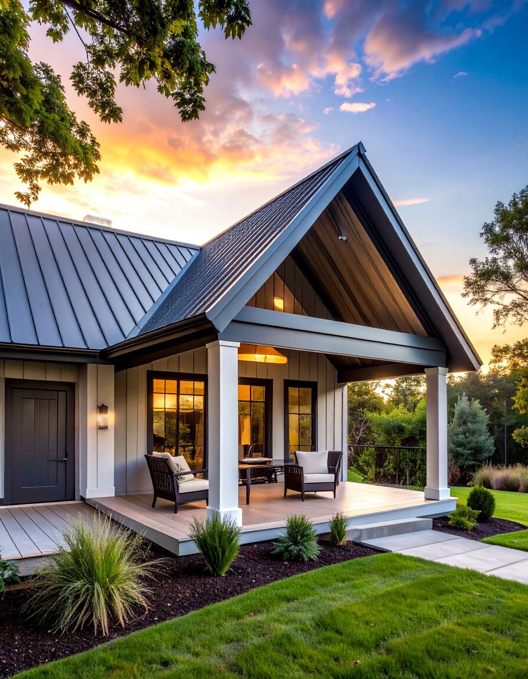Gable Roof Metal Porch Extension - 30 Metal Roof Porch Design Ideas for Durability