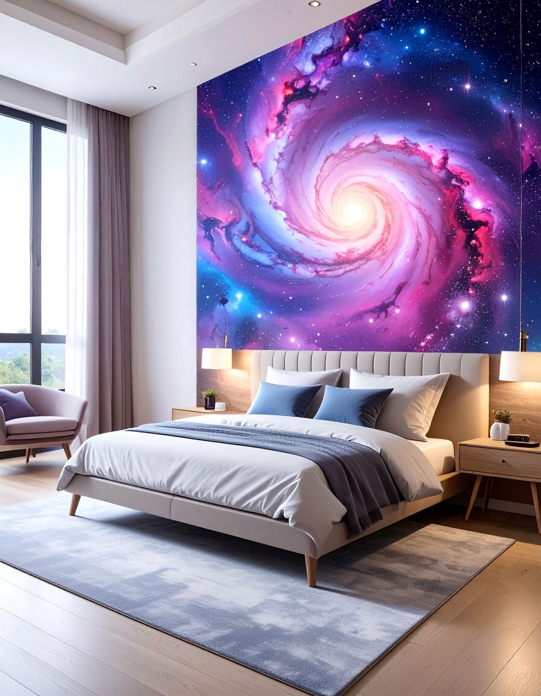 Galaxy Mural Accent Wall - 20 Galaxy Space-themed Bedroom Ideas for Dreamers
