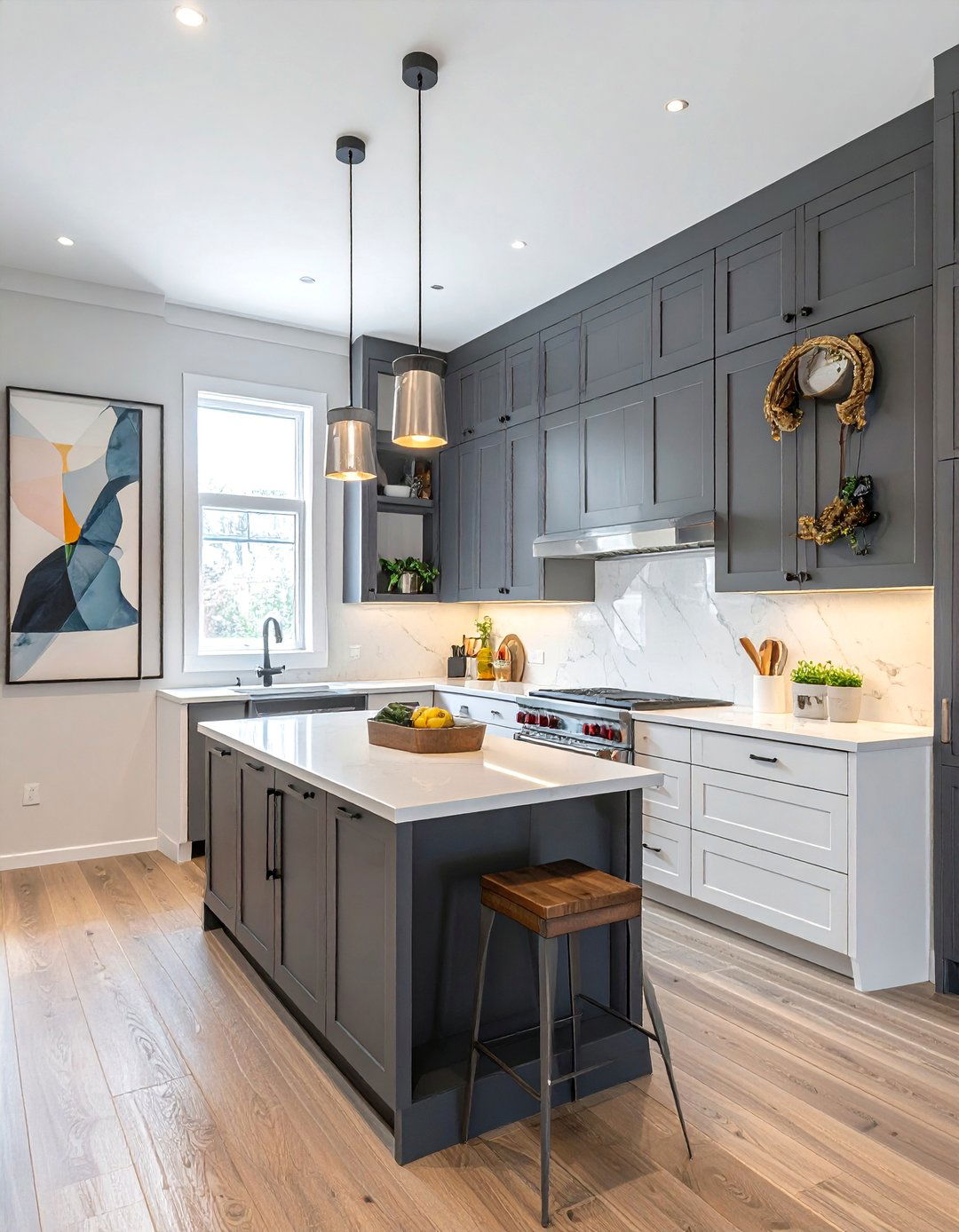 Galley Kitchen with Asymmetrical Cabinet Layout - 40 Galley Kitchen Ideas to Maximize Your Space