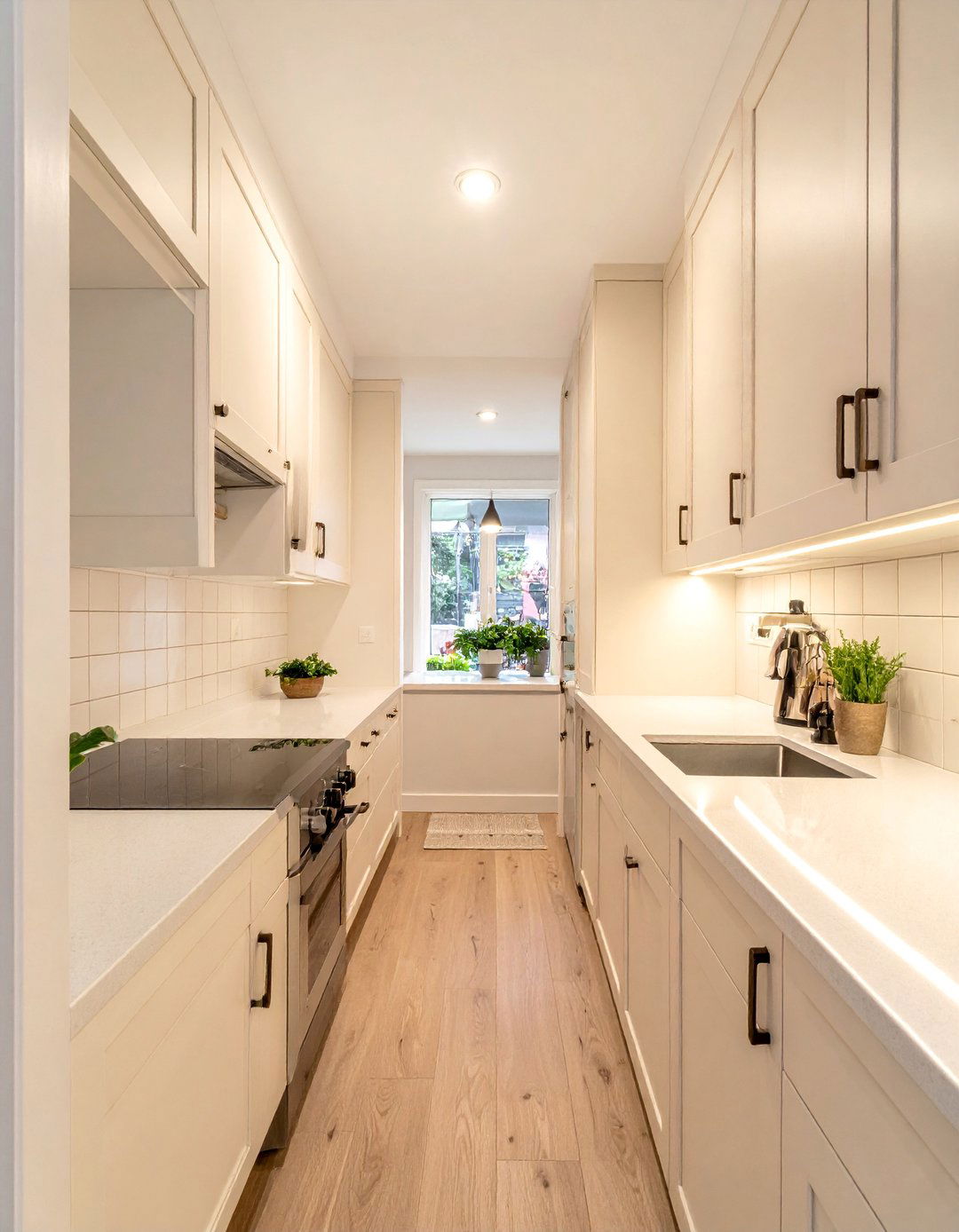 Galley Kitchen with Light Colored Cabinetry - 40 Galley Kitchen Ideas to Maximize Your Space