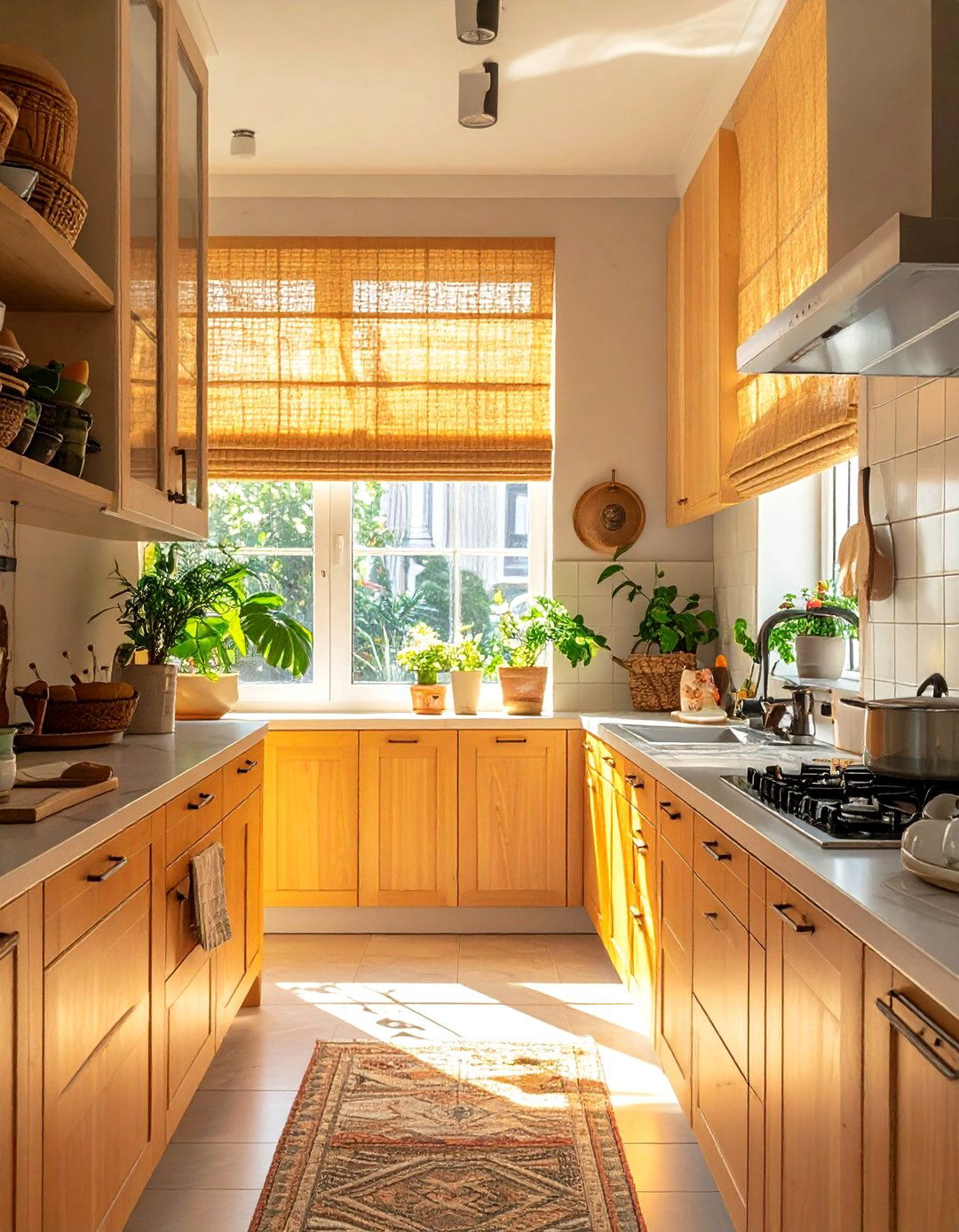 Galley Kitchen with Light Filtering Window Treatments - 40 Galley Kitchen Ideas to Maximize Your Space