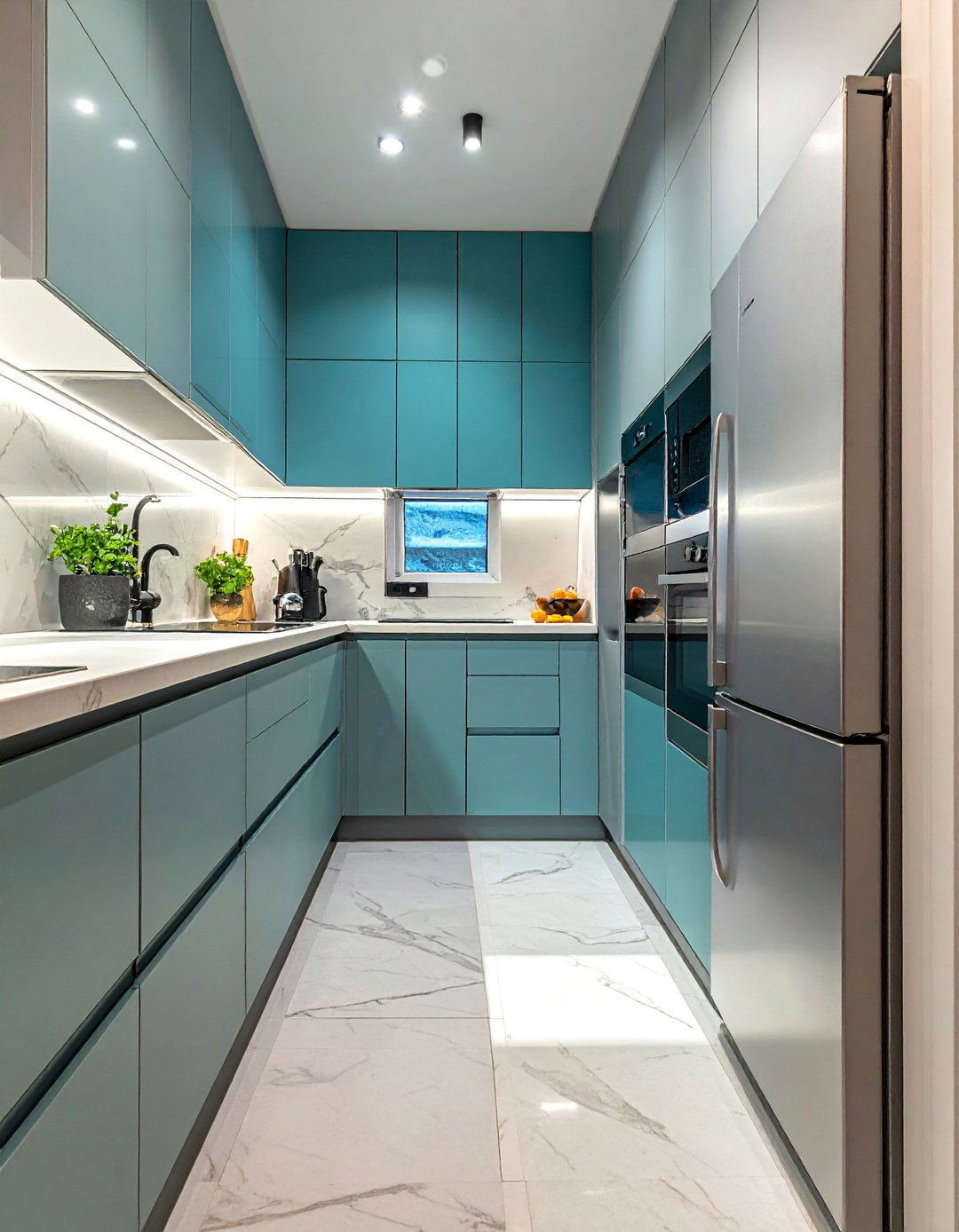 Galley Kitchen with Slim Profile Appliances - 40 Galley Kitchen Ideas to Maximize Your Space