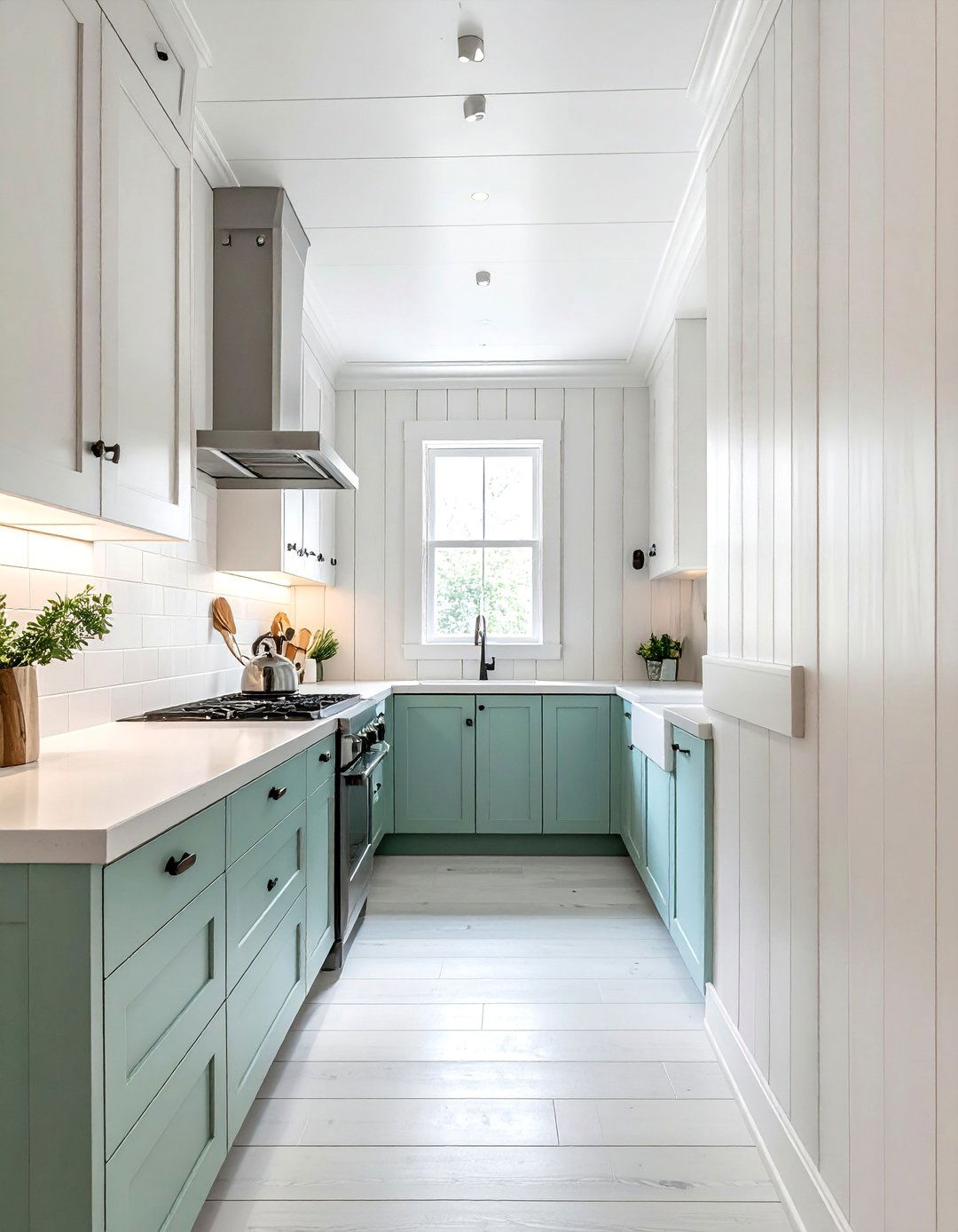 Galley Kitchen with Vertical Panel Detailing - 40 Galley Kitchen Ideas to Maximize Your Space