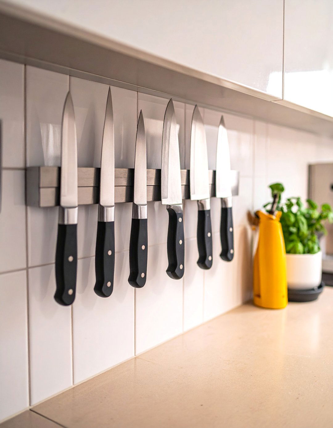 Galley Kitchen with Wall Mounted Magnetic Knife Strips - 40 Galley Kitchen Ideas to Maximize Your Space