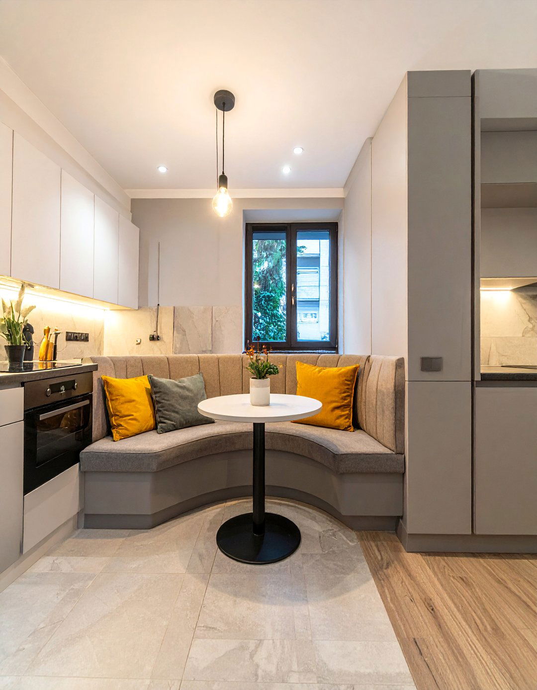 Galley Kitchen with a Built in Banquette at the End - 40 Galley Kitchen Ideas to Maximize Your Space