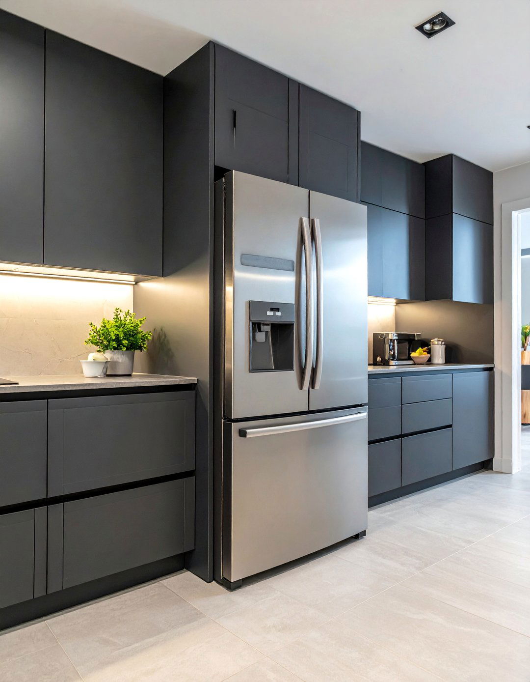 Galley Kitchen with a Counter Depth Refrigerator - 40 Galley Kitchen Ideas to Maximize Your Space