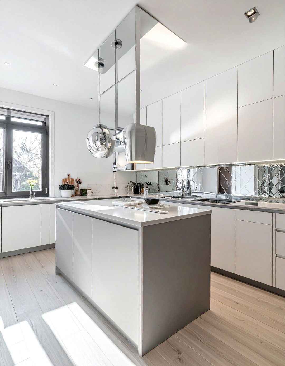 Galley Kitchen with a Mirrored Backsplash - 40 Galley Kitchen Ideas to Maximize Your Space