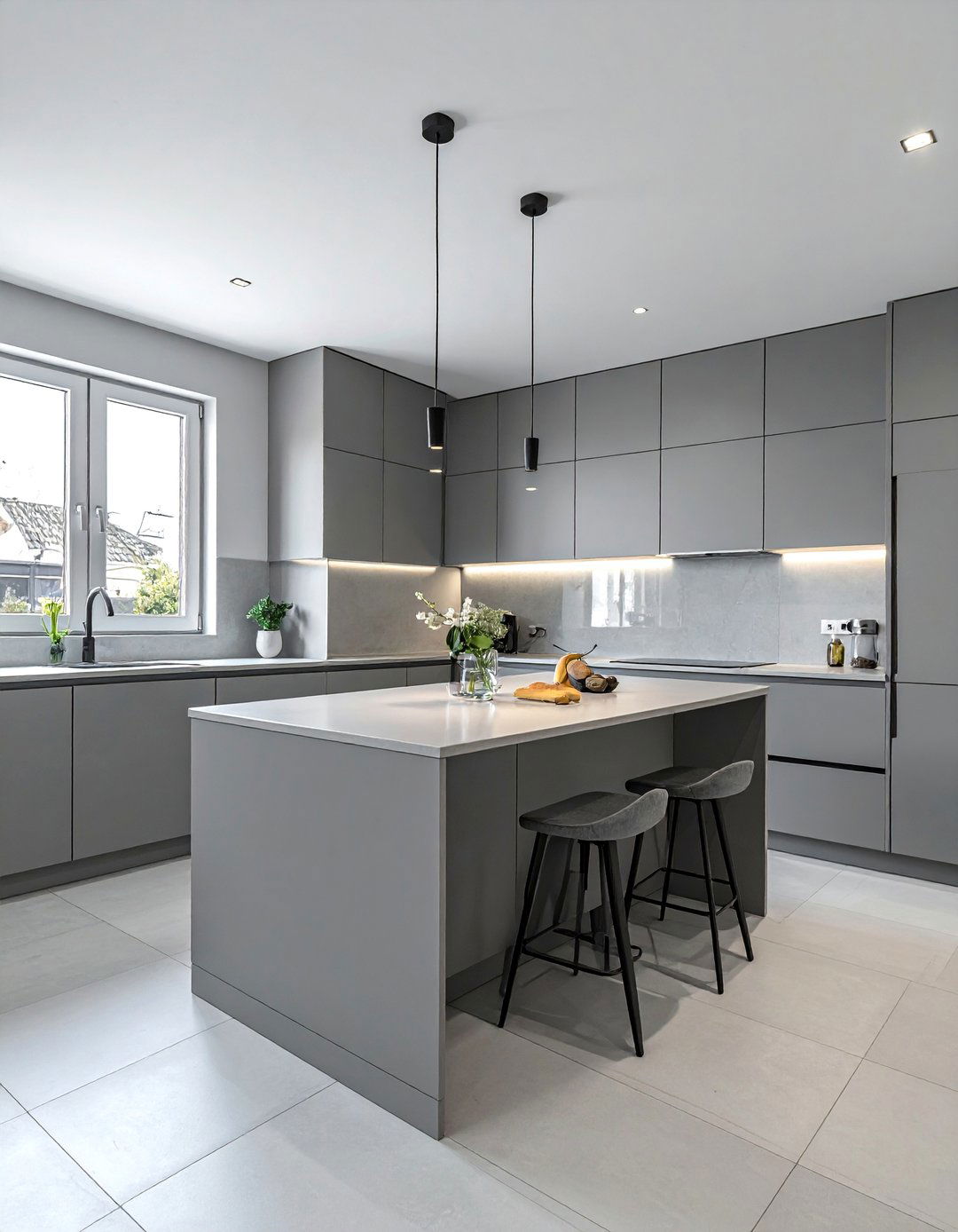Galley Kitchen with a Monochromatic Color Scheme - 40 Galley Kitchen Ideas to Maximize Your Space