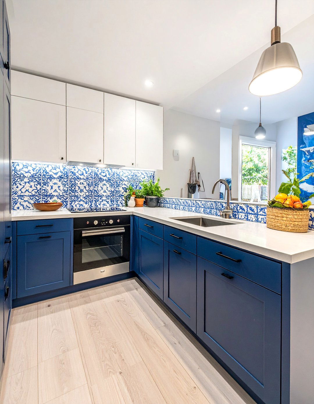 Galley Kitchen with a Statement Backsplash Tile - 40 Galley Kitchen Ideas to Maximize Your Space