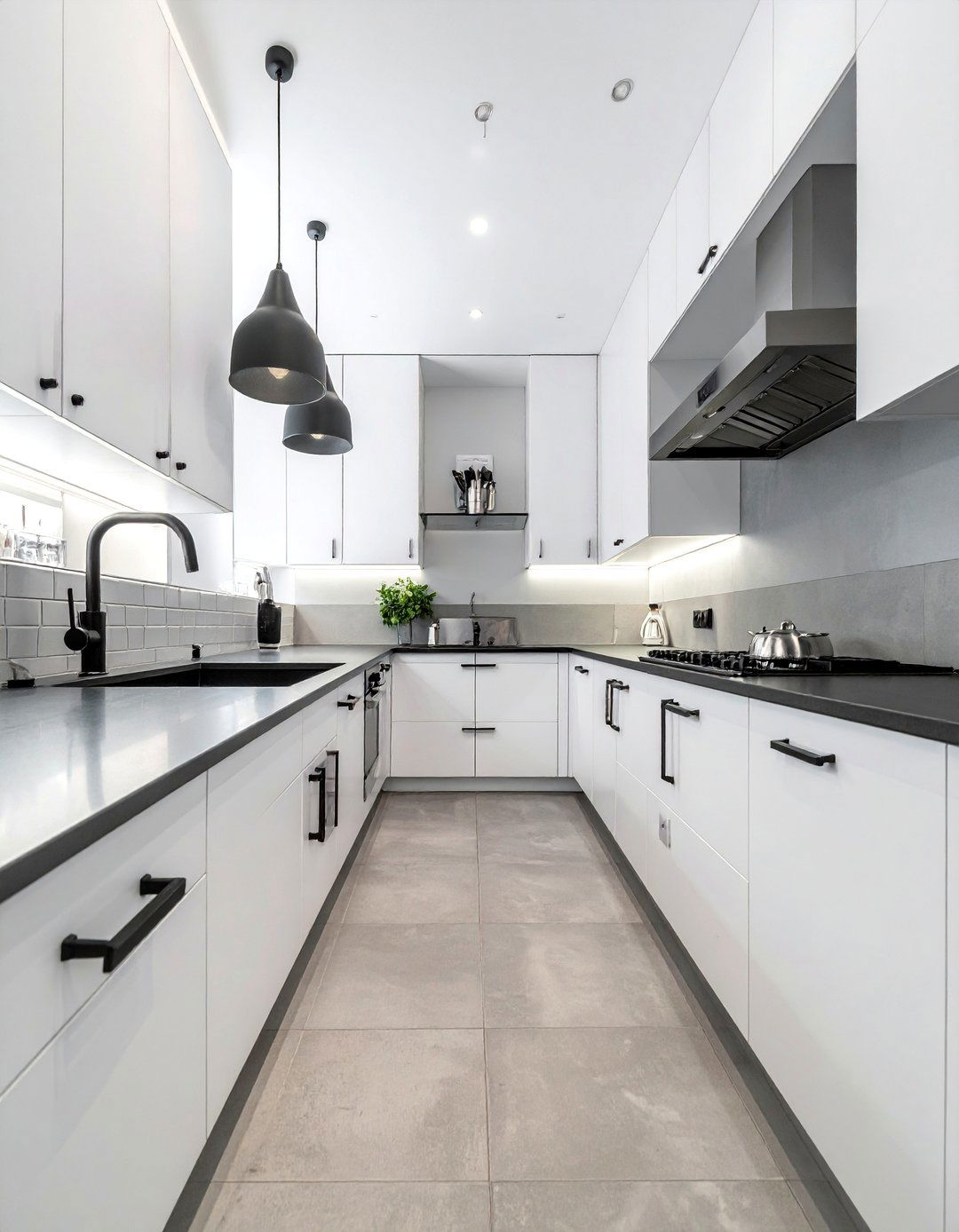 Galley Kitchen with a Uniform Metal Finish - 40 Galley Kitchen Ideas to Maximize Your Space