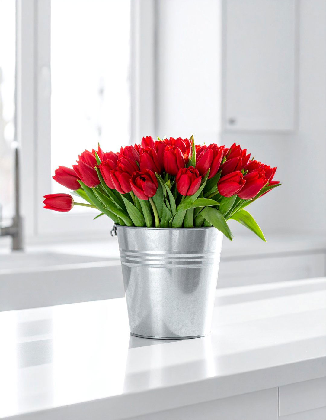 Galvanized Bucket and Tulip Spring Centerpiece - 25 Spring Centerpiece Ideas for a Fresh Look