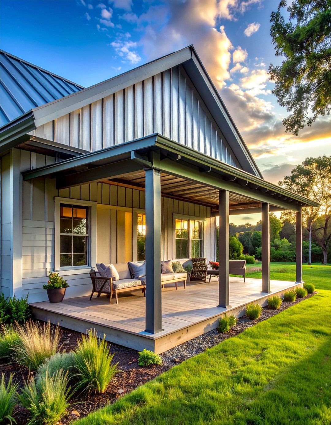 Galvanized Steel Rustic Porch Roof - 30 Metal Roof Porch Design Ideas for Durability