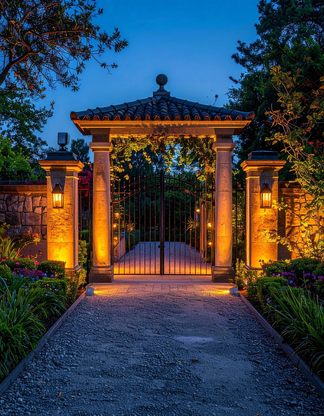 Garden Gate Welcome - 40 Garden Lighting Ideas to Illuminate Your Outdoor Space