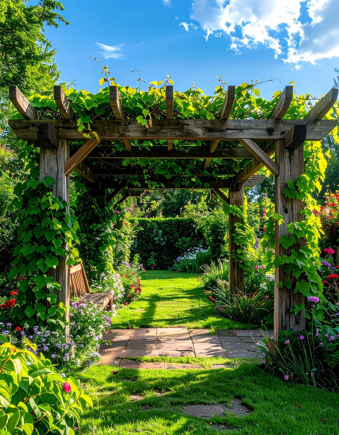 Garden Pergola with Climbing Plants - 20 Garden Shade Ideas for a Cool and Comfortable Outdoor Space