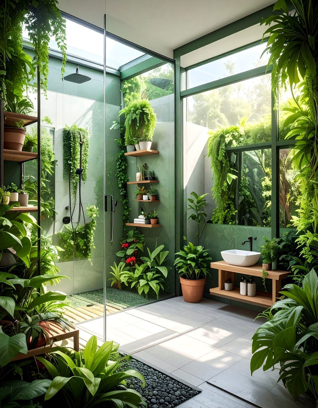 Garden Window Greenhouse Feel - 30 Shower Window Ideas to Brighten Up Your Bathroom