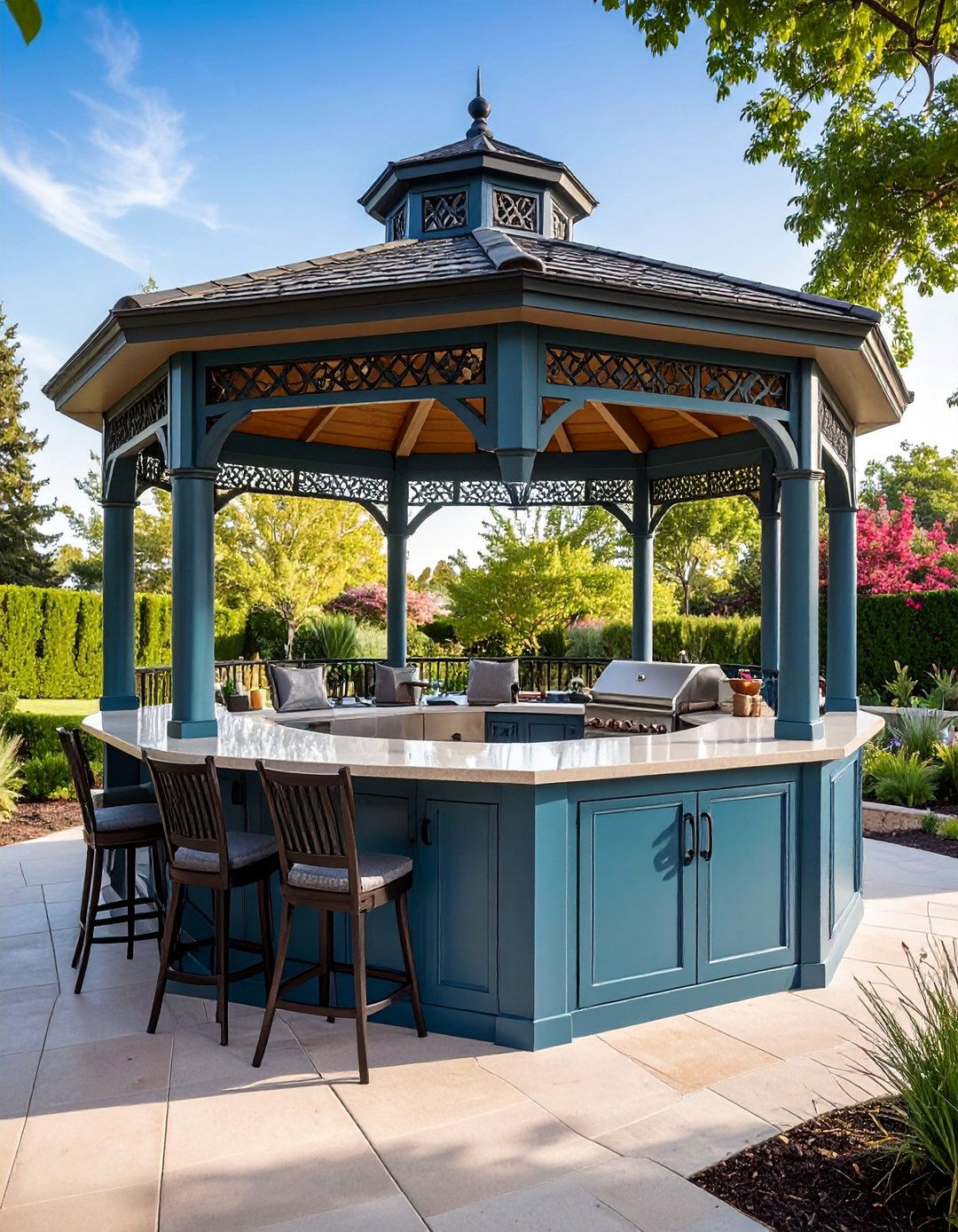 Gazebo Integrated Outdoor Kitchens - 25 Covered Outdoor Kitchen Ideas for Year-Round Cooking