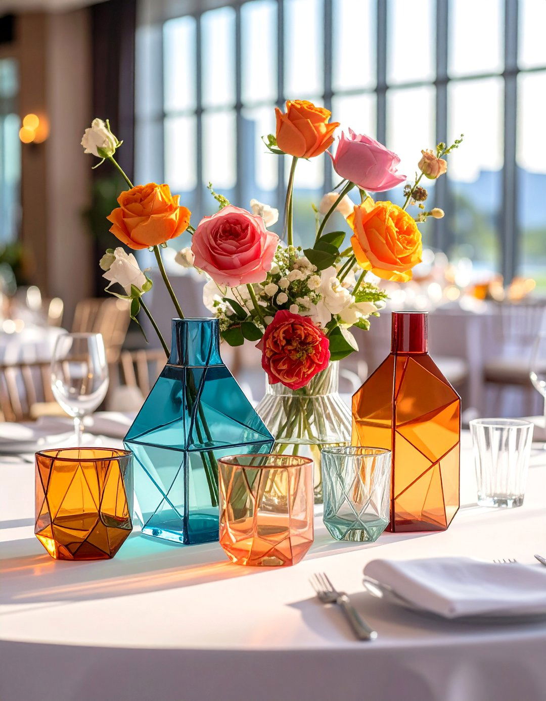 Geometric Glass Containers - 30 Wedding Table Decoration Ideas for a Dreamy Setup
