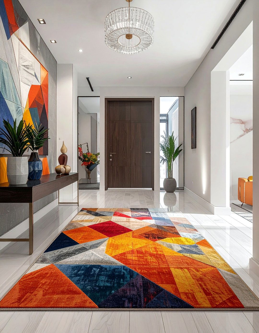 Geometric Pattern Play - 50 Foyer Decor Ideas to Make a Grand First Impression