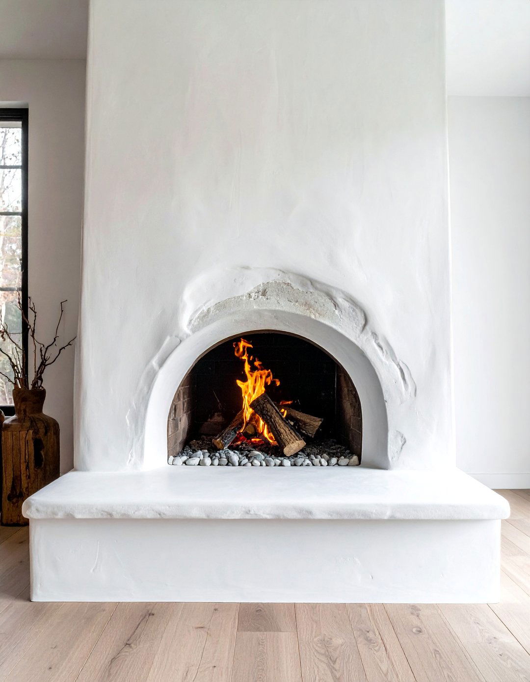 German Schmear River Rock Fireplace - 30 Unique River Rock Fireplace Ideas for Cozy Homes