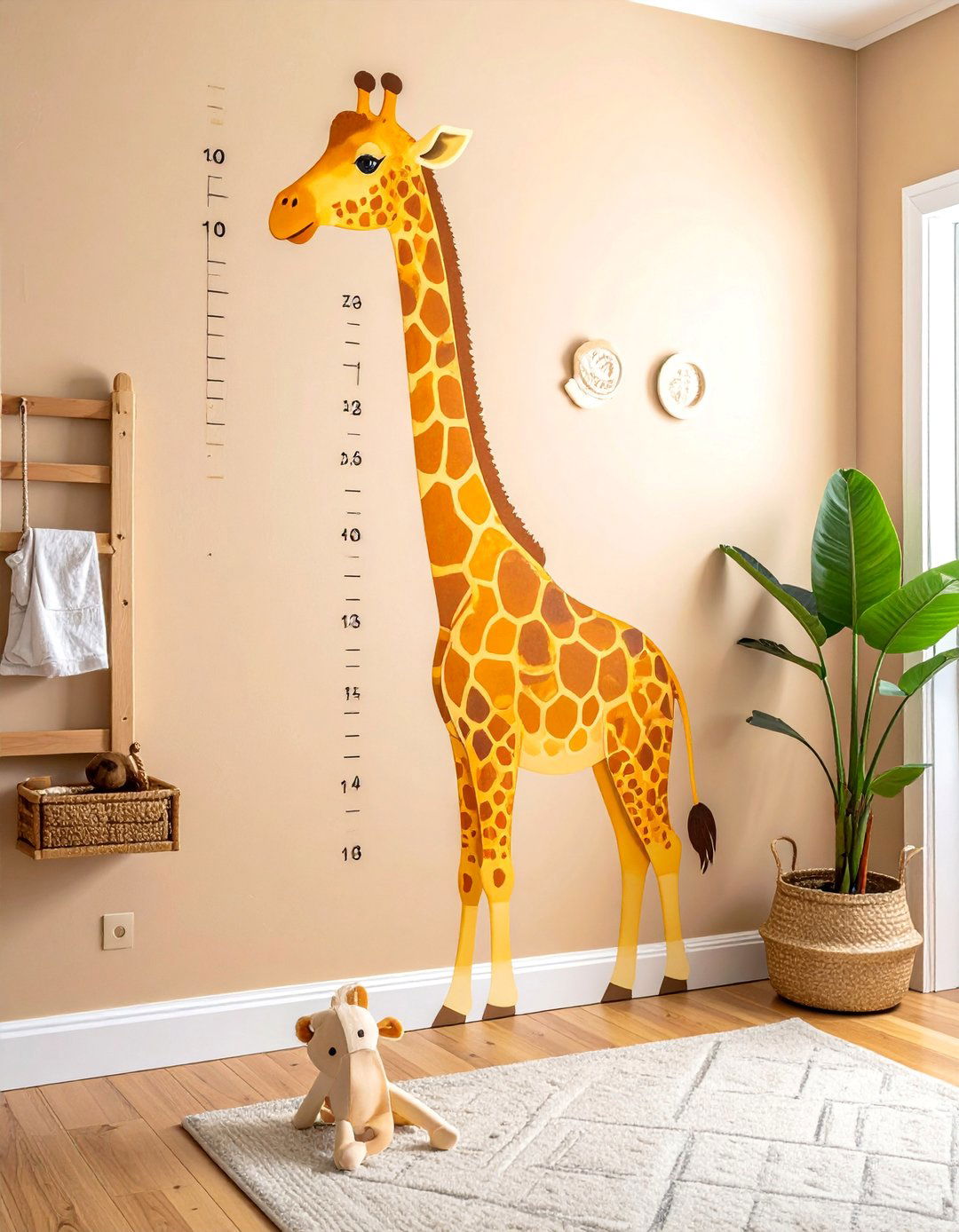 Giraffe Themed Height Chart Wall Decal - 25 Safari Nursery Decor Ideas for a Wild Theme