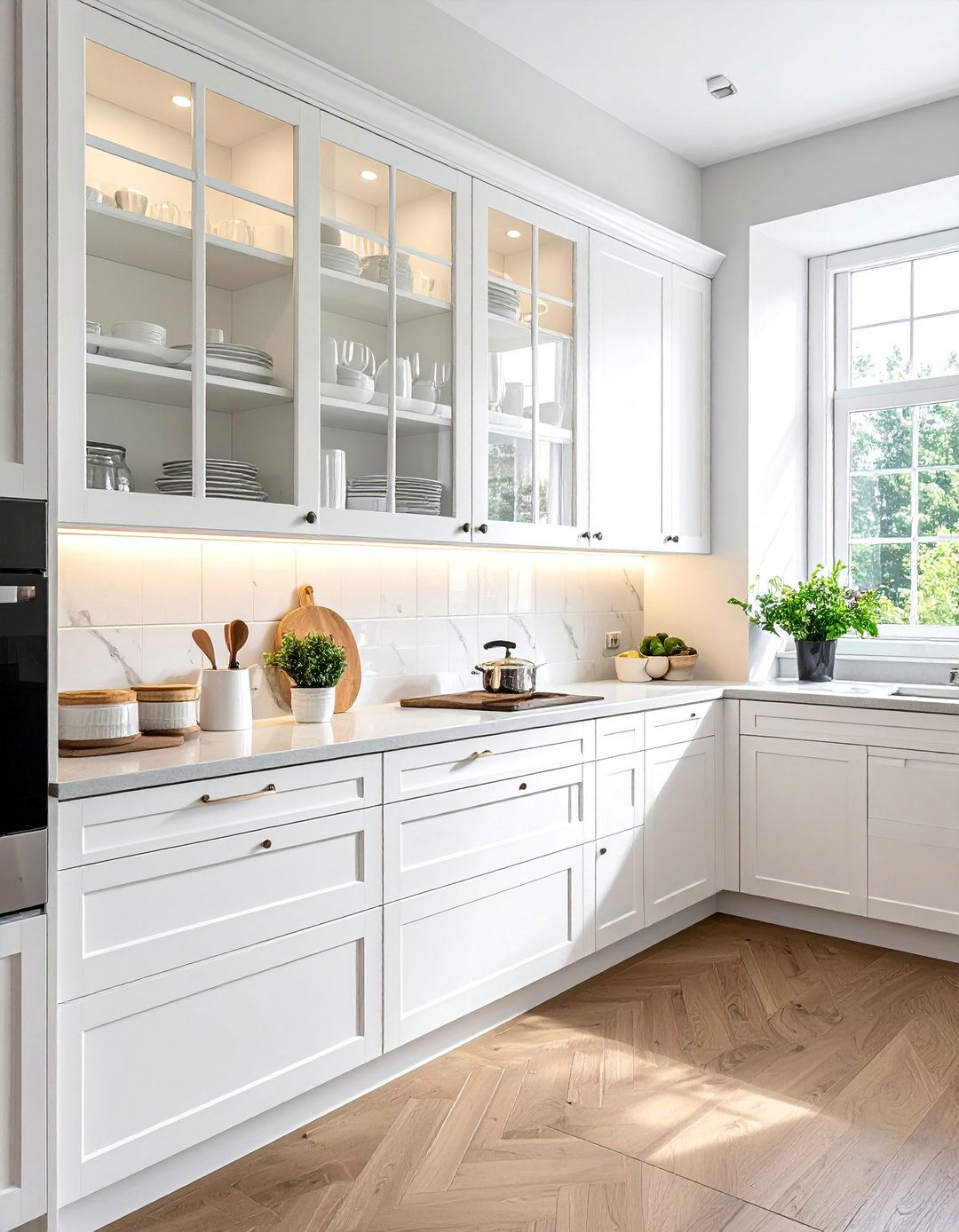 Glass Front Cabinet Doors - 40 Kitchen Decor Ideas to Refresh Your Cooking Space