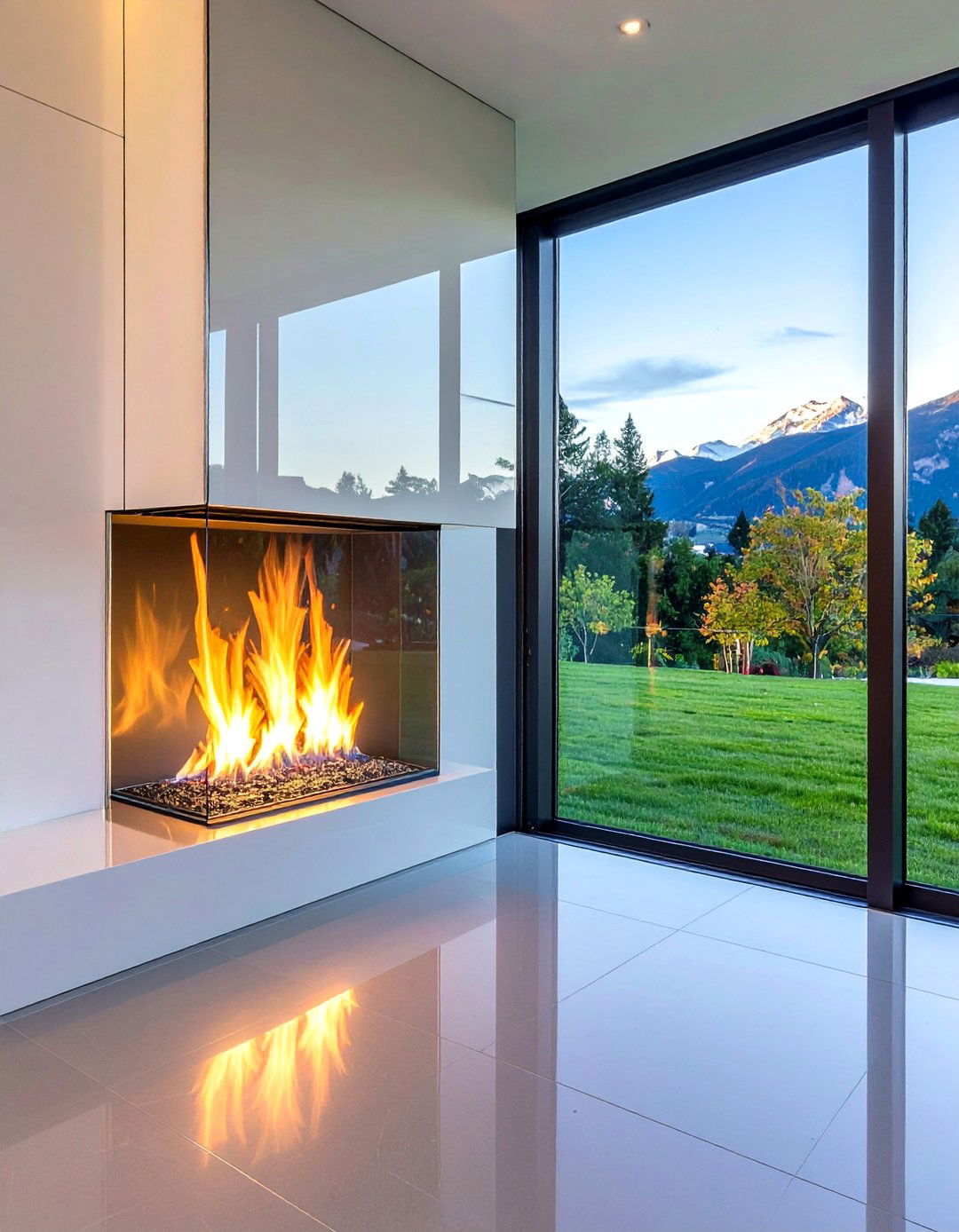 Glass Panel Accent Features - 40 Modern Fireplace Ideas to Warm Up Your Home