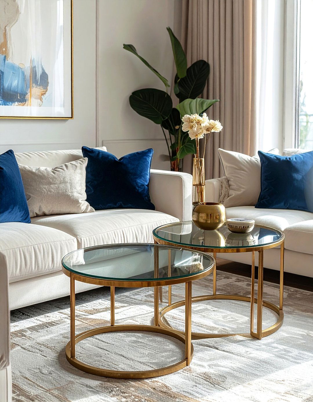 Glass and Metal Side Tables - 40 Transitional Living Room Ideas for Modern Homes