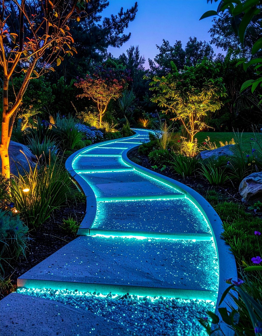 Glow in the Dark Concrete Pathway - 25 Concrete Garden Ideas to Enhance Your Outdoor Aesthetic