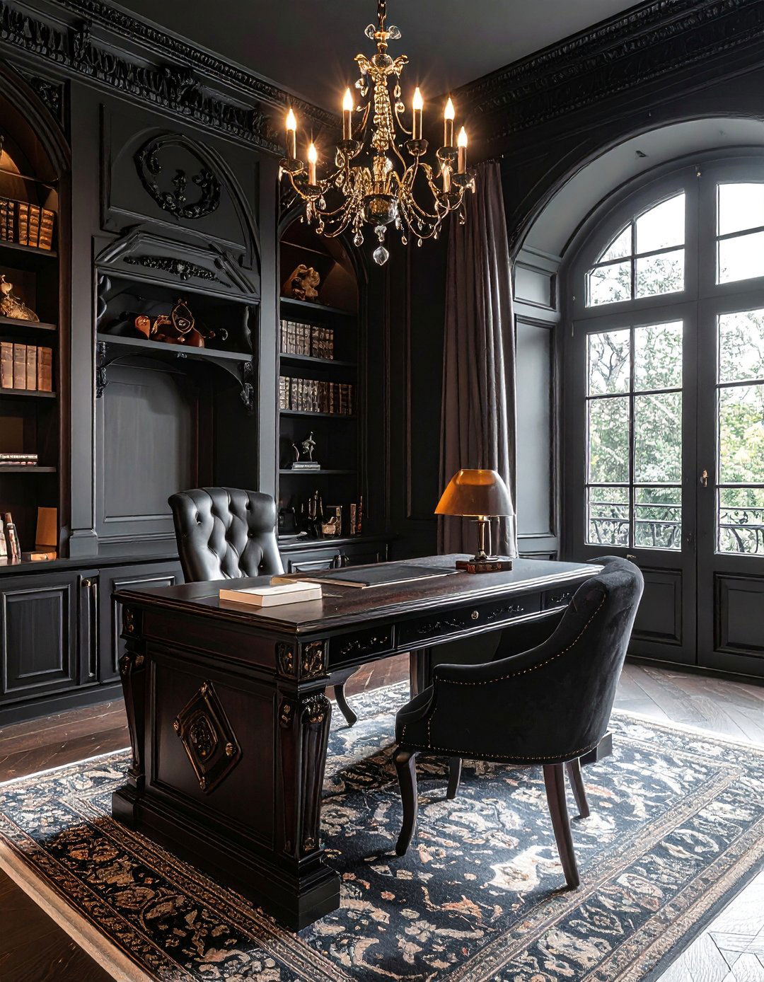 Gothic Revival Meets Modern Eclectic Home Office - 25 Eclectic Home Office Ideas for Creative Workspaces