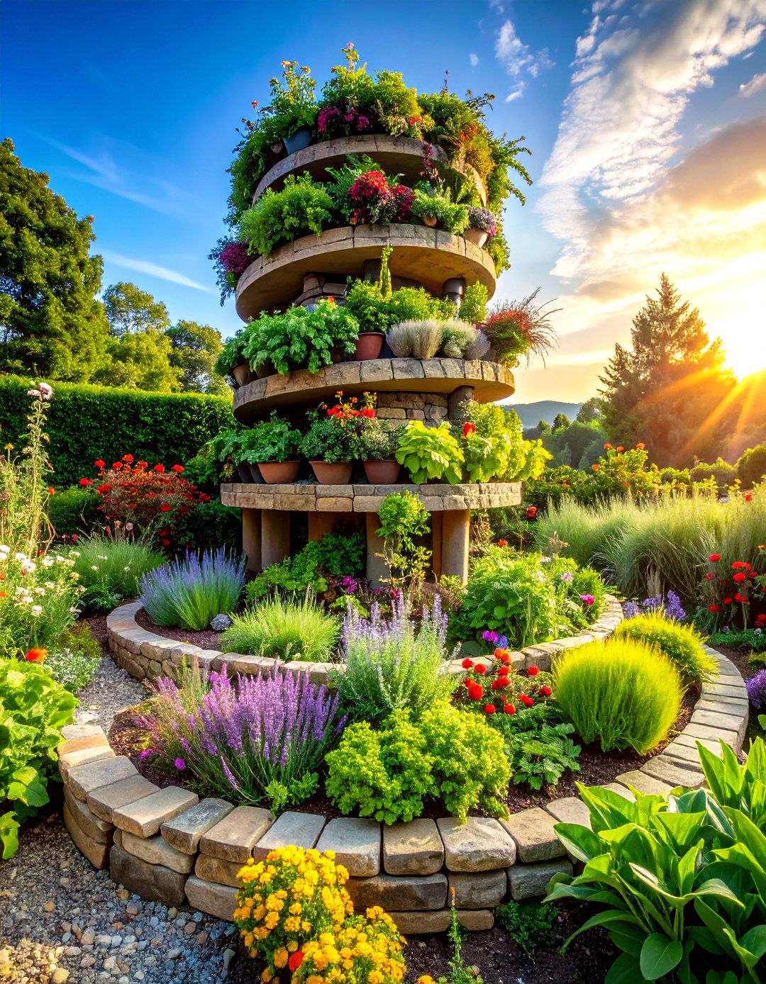 Gourmet Herb Spiral Gardens - 30 Luxury Garden Design Ideas for a Stunning Outdoor Space