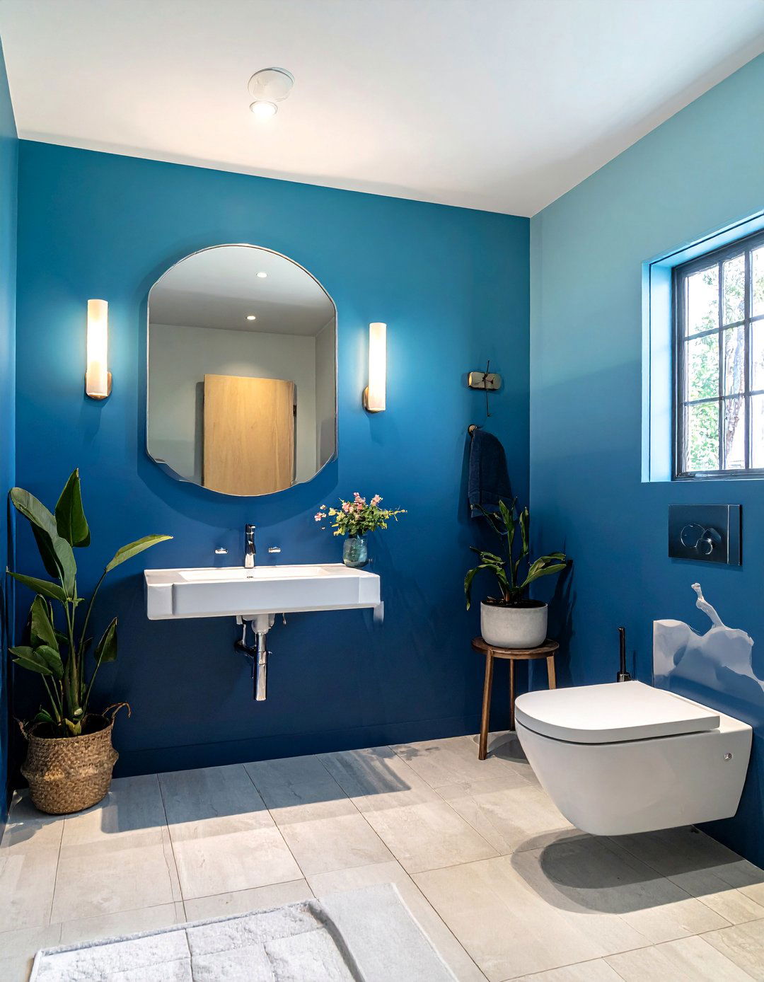 Gradient Ombre Painted Bathroom Wall - 25 Colorful Bathroom Ideas to Brighten Your Space