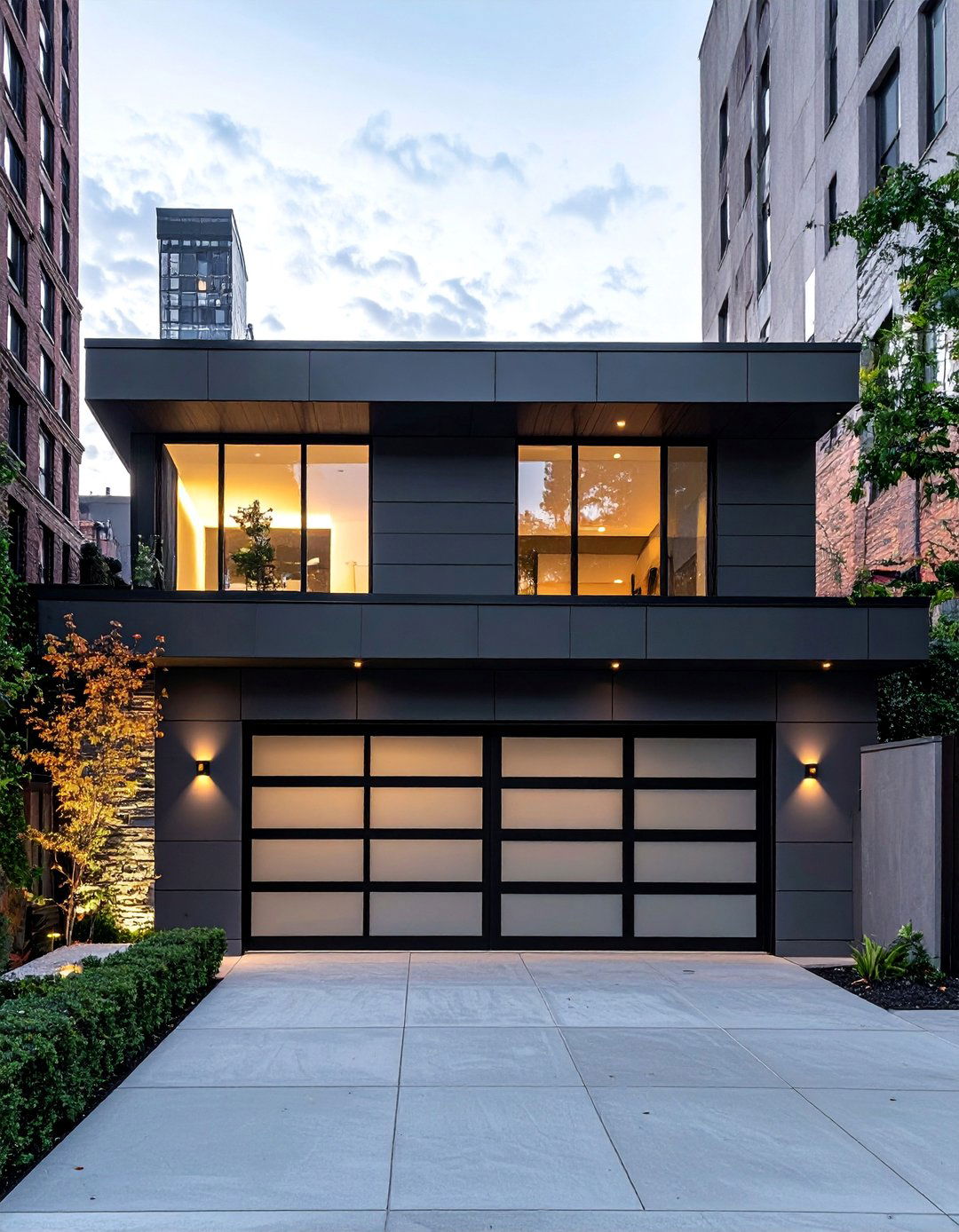 Graphite Gray with Frosted Glass - 40 Gray Exterior House Paint Ideas for Modern Homes