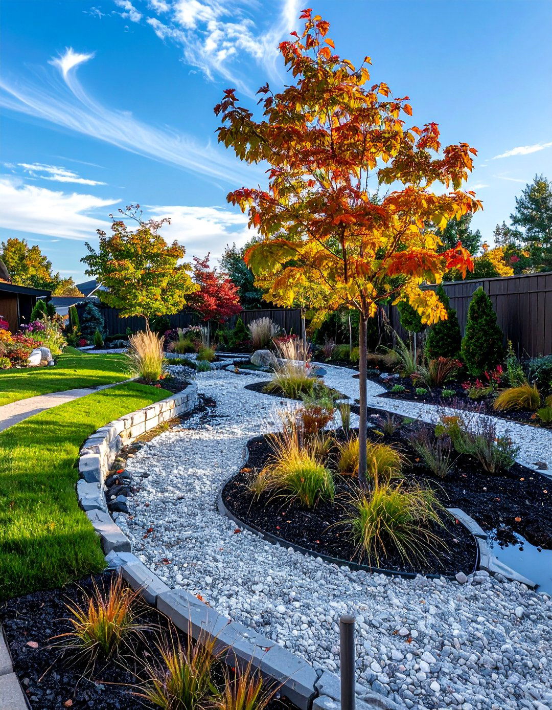 Gravel Garden Creek Integration - 30 Front Yard Dry Creek Bed Landscaping Ideas