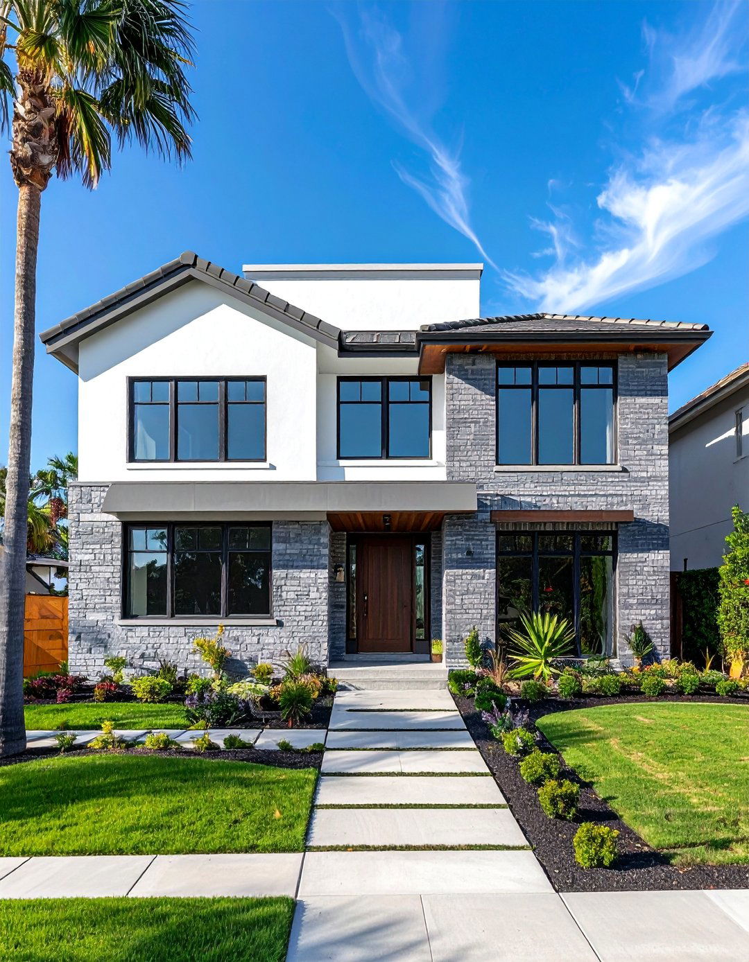 Gray Brick Exterior with White Stucco - 30 Gray Brick Exterior Home Ideas for Modern Elegance