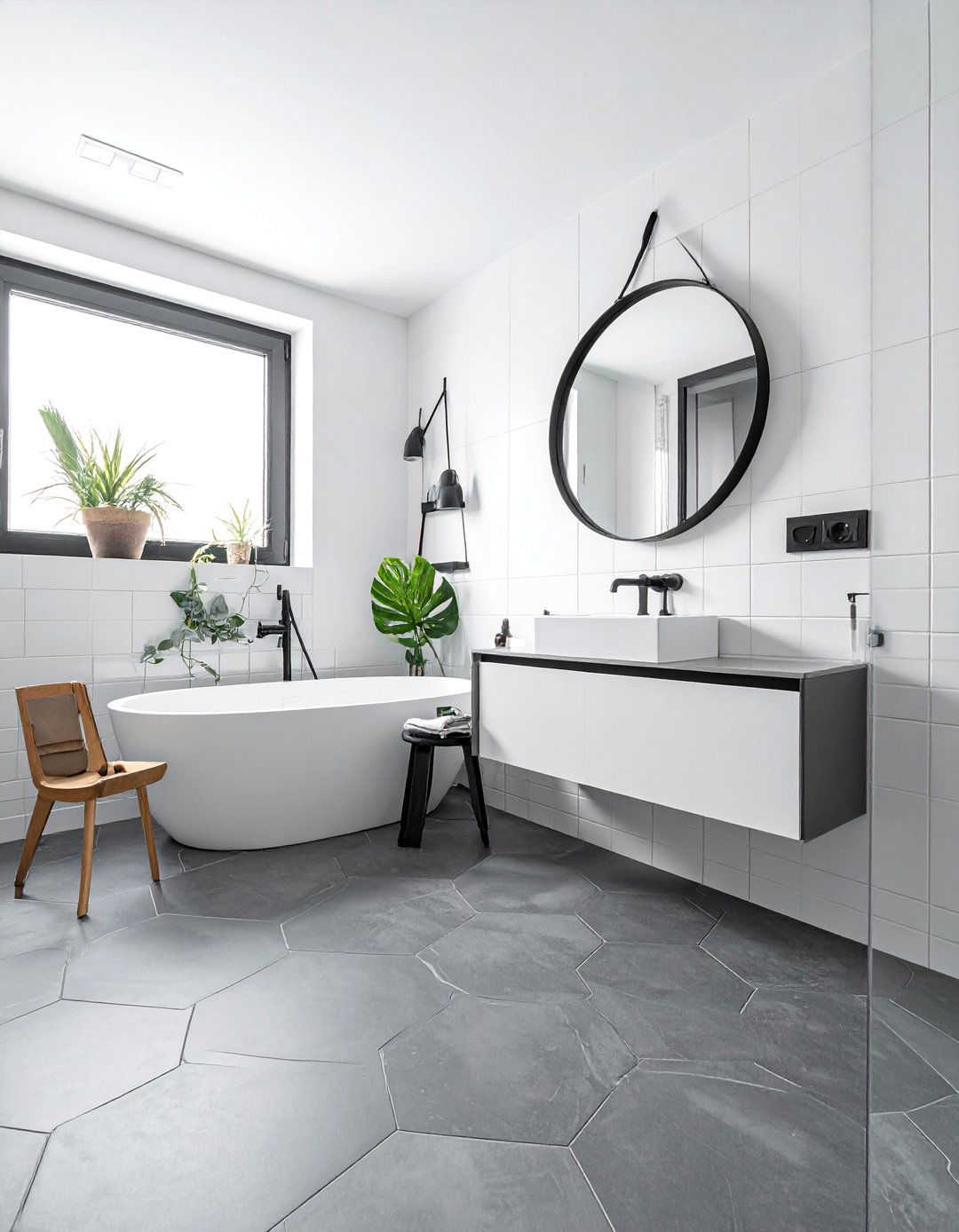Gray Hexagonal Tile Bathroom Floor - 25 Gray Floor Bathroom Ideas for a Modern and Sleek Look