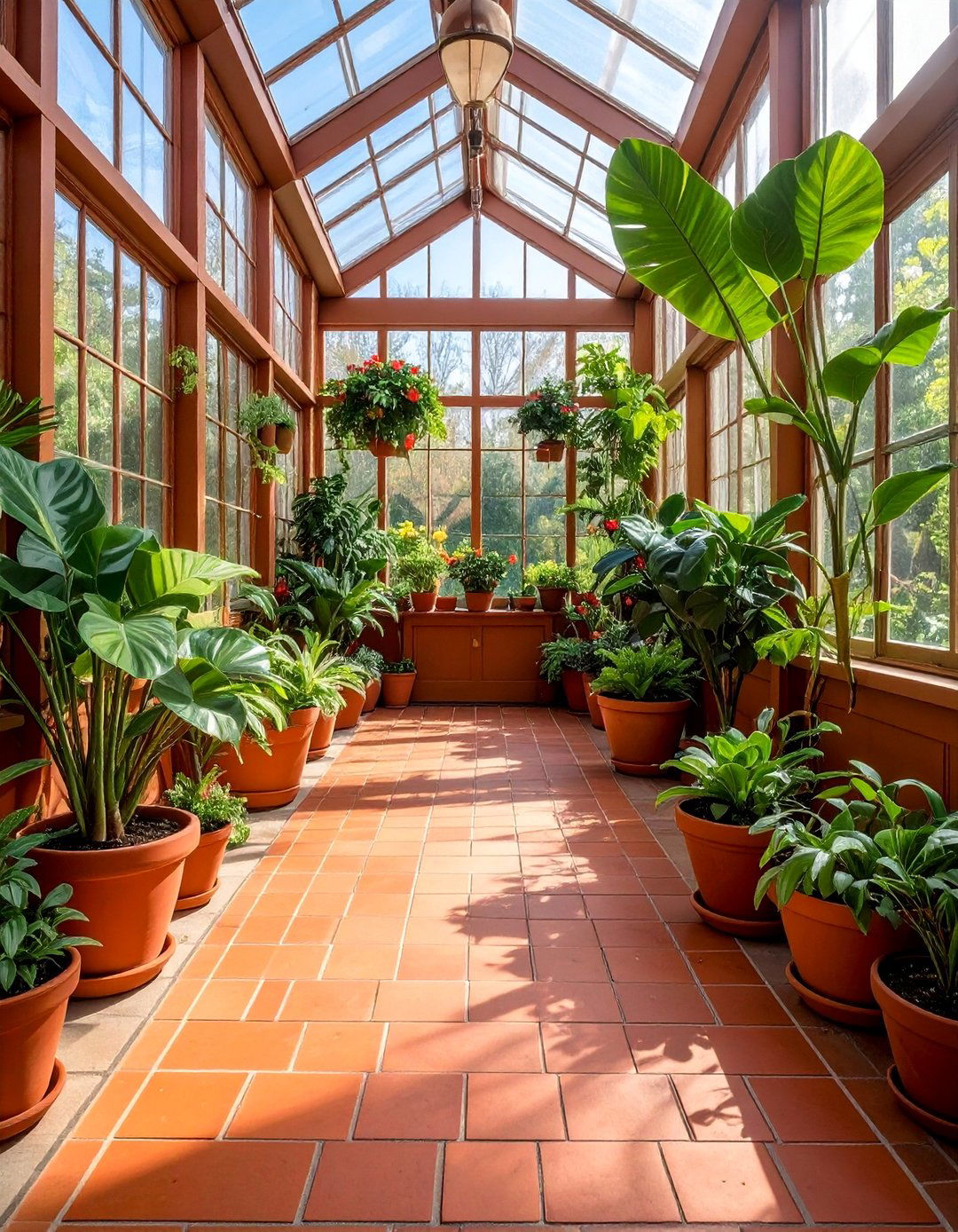 Greenhouse Style Brick Floor Sunroom - 20 Brick Floor Sunroom Ideas for a Rustic Charm