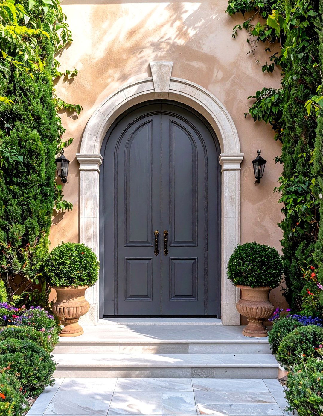 Grey Arched Front Door for Classic Elegance - 25 Grey Front Door Ideas for a Stylish Entrance