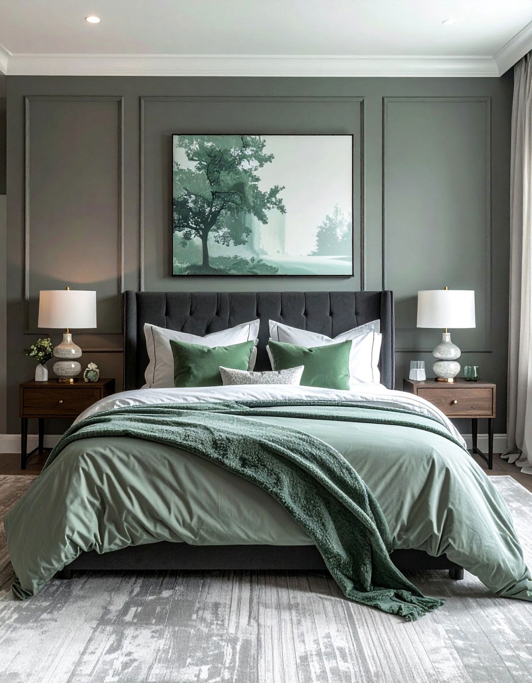 Grey Bedroom with Sage Green and White Accents - 25 Sage Green and Grey Bedroom Ideas for a Relaxing Retreat