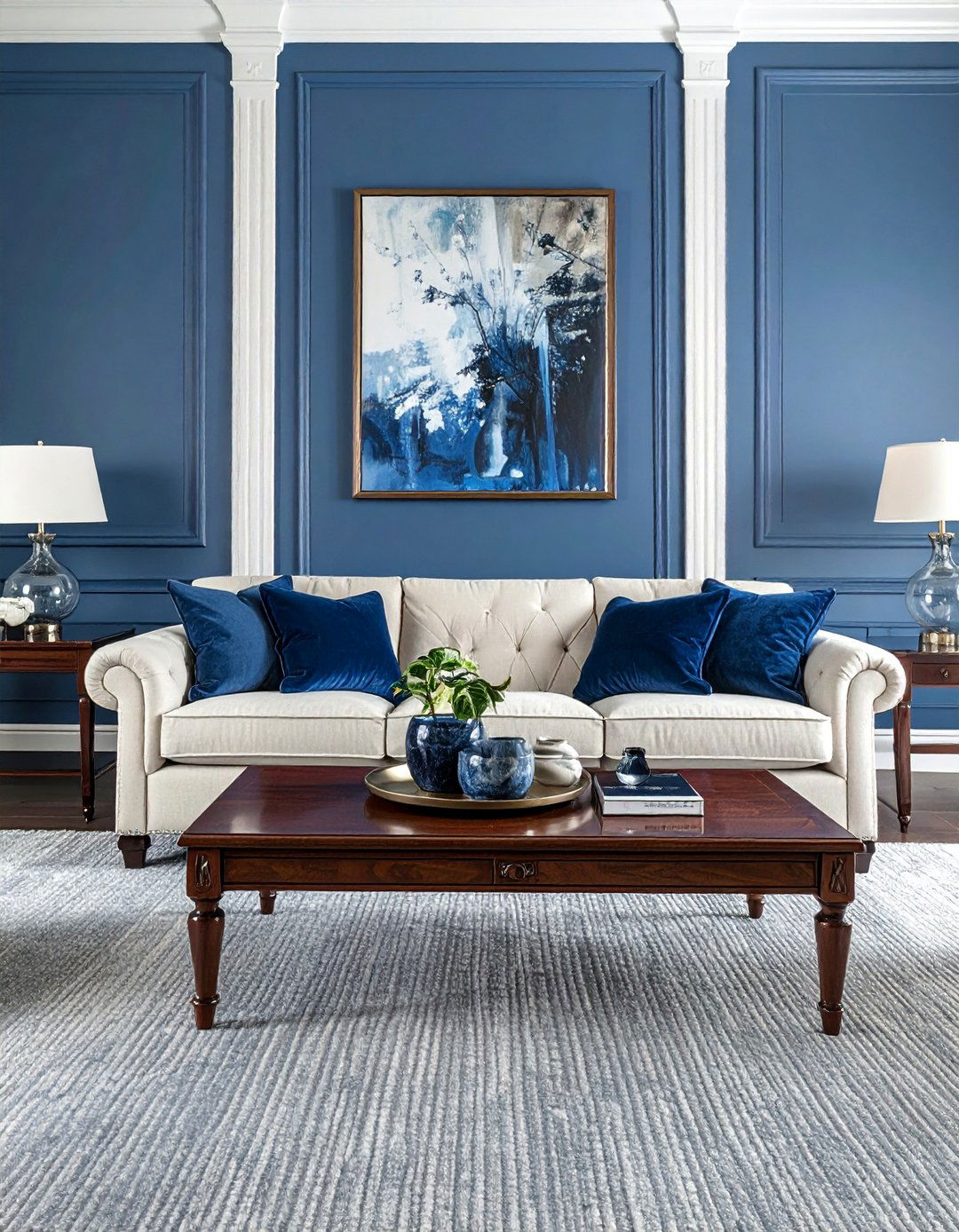 Grey Berber Carpet with Wedgwood Blue Walls - 20 Grey Floor Living Room With Blue Walls Ideas