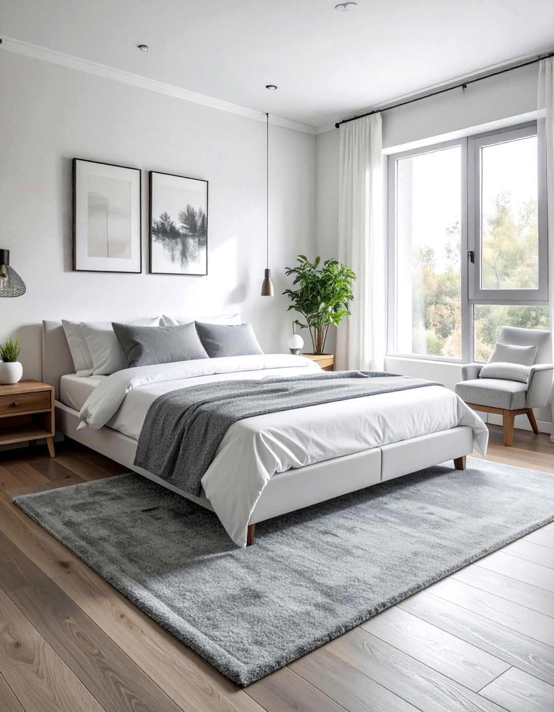 Grey Carpet with White Walls - 40 Grey and White Bedroom Ideas for a Serene Retreat