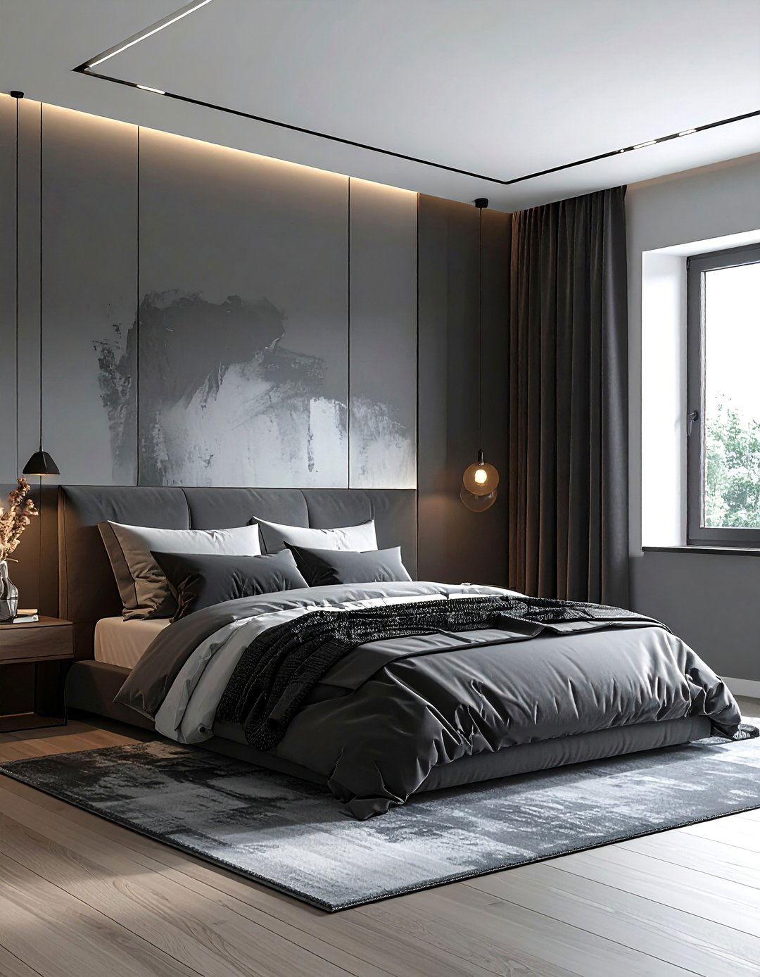 Grey Ombre Wall Effect - 40 Grey and White Bedroom Ideas for a Serene Retreat