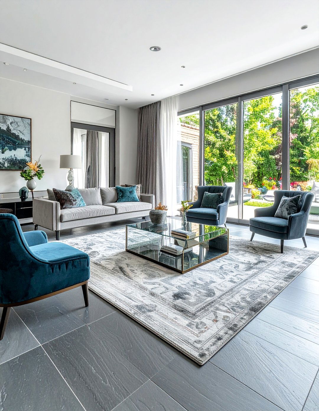 Grey Stone Flooring for a Luxurious Feel - 25 Grey Flooring Living Room Ideas for Modern Homes