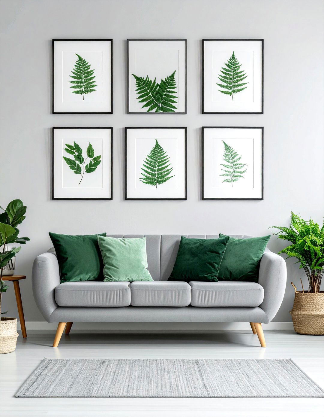 Grey and Sage Green Botanical Prints - 20 Grey and Sage Green Living Room Ideas