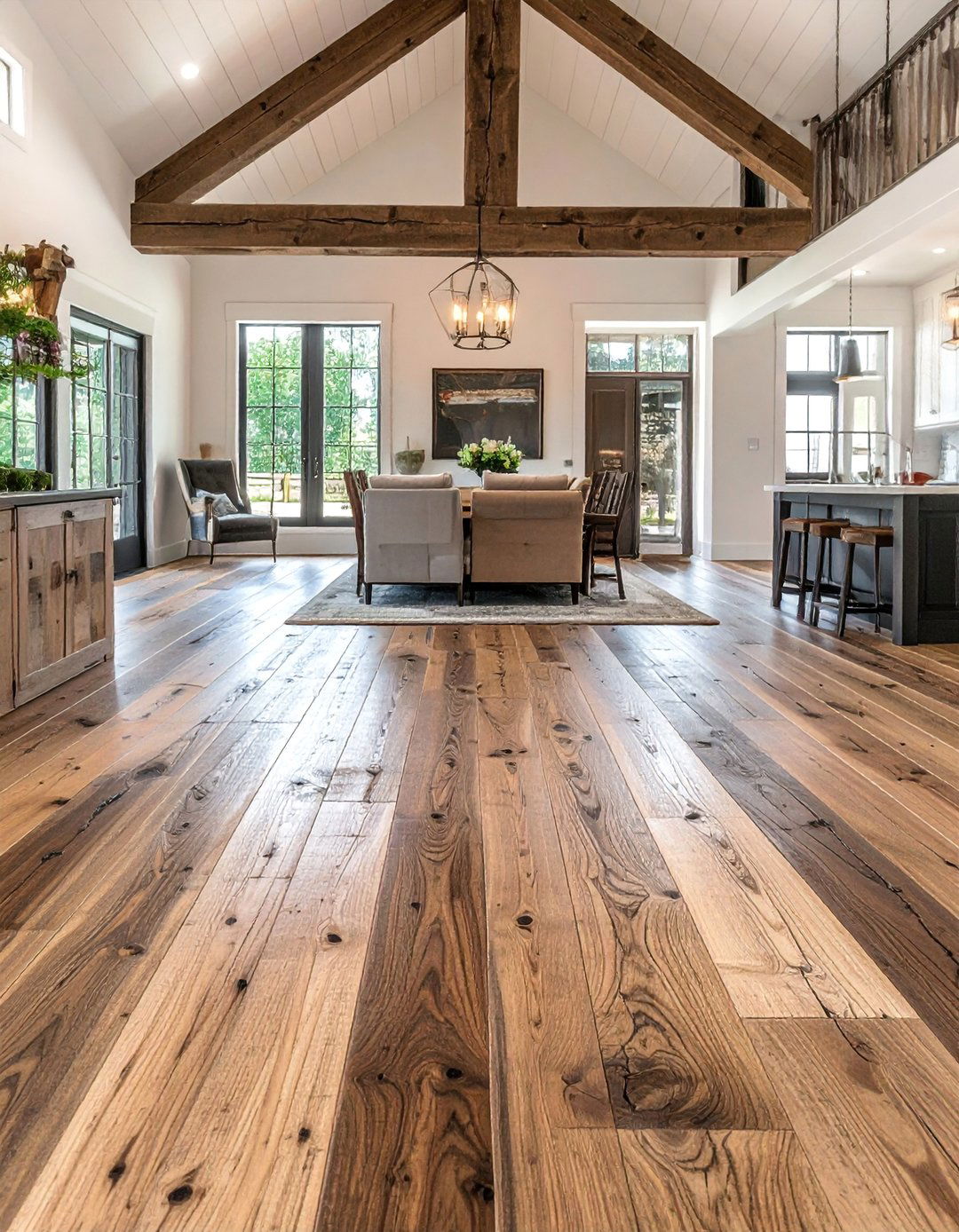 Hand Scraped Hickory Flooring - 40 Farmhouse Flooring Ideas to Enhance Your Home's Charm