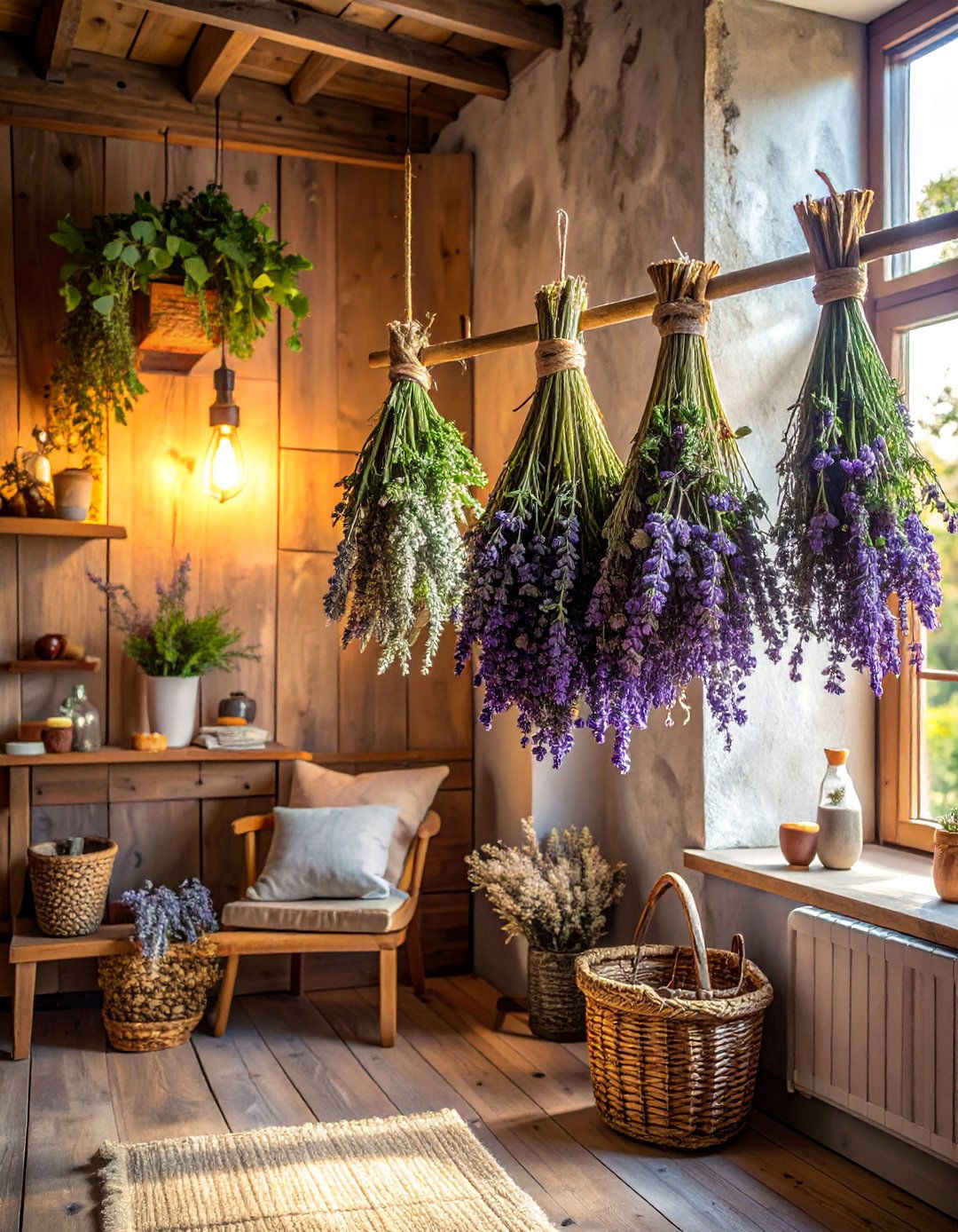Hanging Dried Flower and Herb Bundles - 30 Whimsigoth Decor Ideas to Enchant Your Space