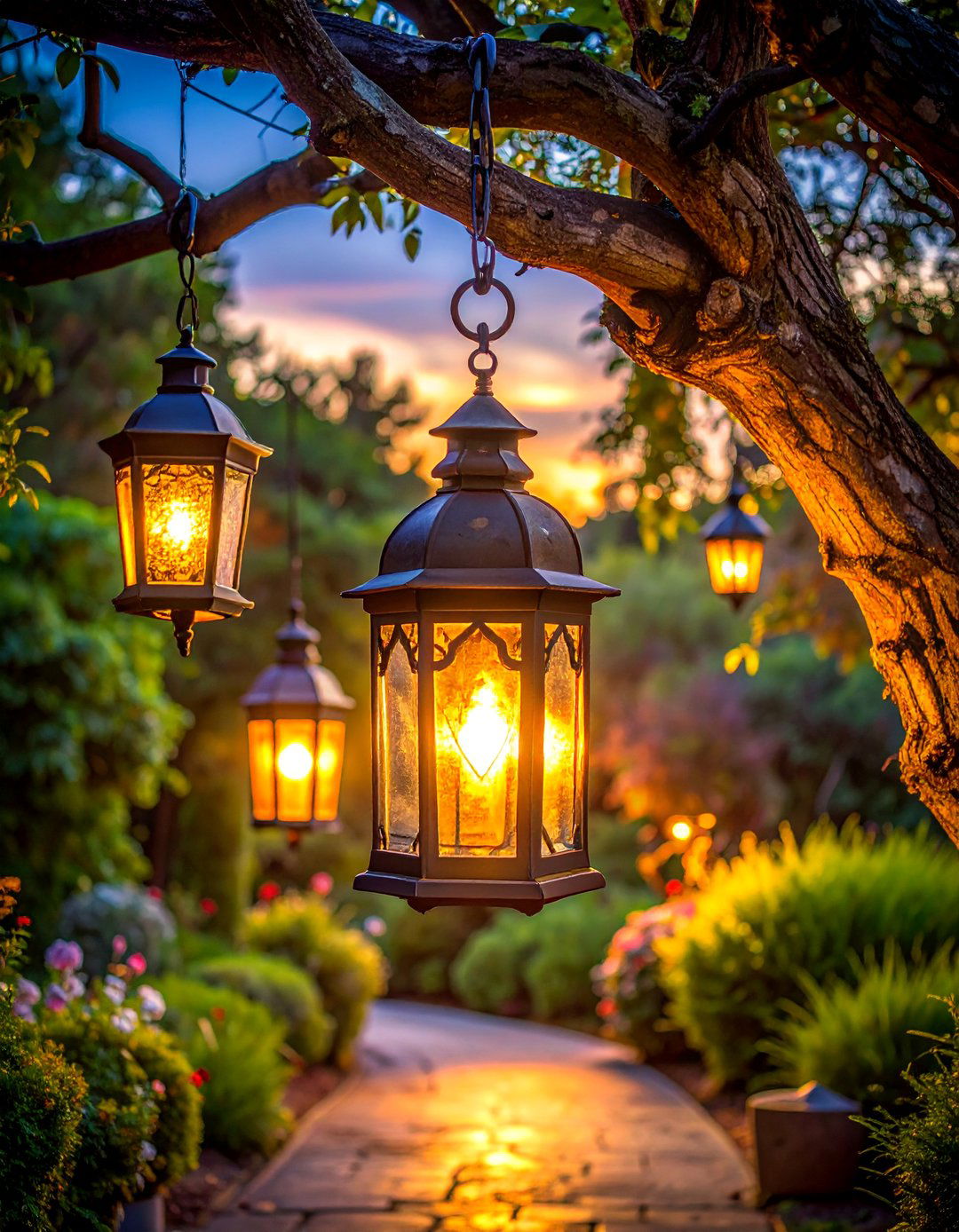 Hanging Lantern Lighting - 30 Rustic Landscaping Ideas to Transform Your Outdoor Space